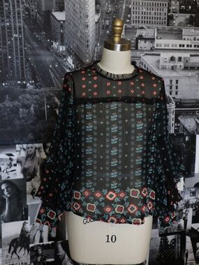 Buffalo Blue Sheer Floral Blouse | Lightweight Romantic Boho Top